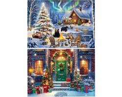 milaosk 2 stuks diamond painting Kerstmis, 30 x 40 cm, 5D diamond painting, winter, diamond painting, set, doe-het-zelf, woonwanddecoratie, cadeaus voor volwassenen en kinderen, beginners