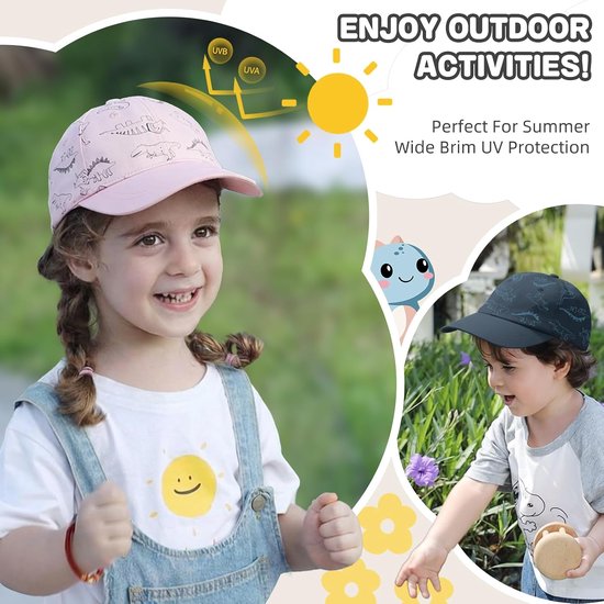 Voqeen Peuter Baseball Cap Zomer Zonnehoed voor Jongens Meisjes Verstelbare Dinosaurus Caps Baby Brethable Katoen Zonnehoed voor Kinderen — afbeelding 4