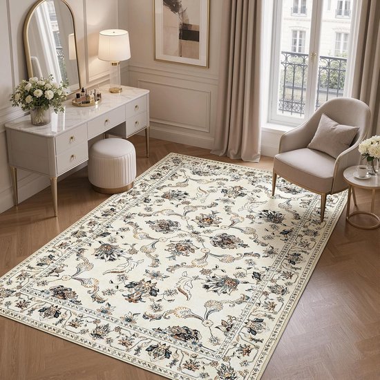 Vangao Tapijt 160x220 cm Oosterse vintage blauw laagpolig Area Rug — afbeelding 4
