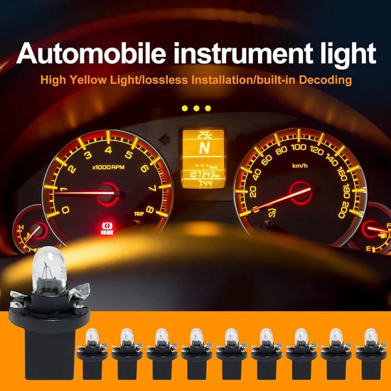10 stuks lampen dashboard bronkaart led dashboard auto 12V 2W 30MA voor auto en motorfiets interieur snelheidsmeter instrument meter cluster indicator licht paneel — afbeelding 2