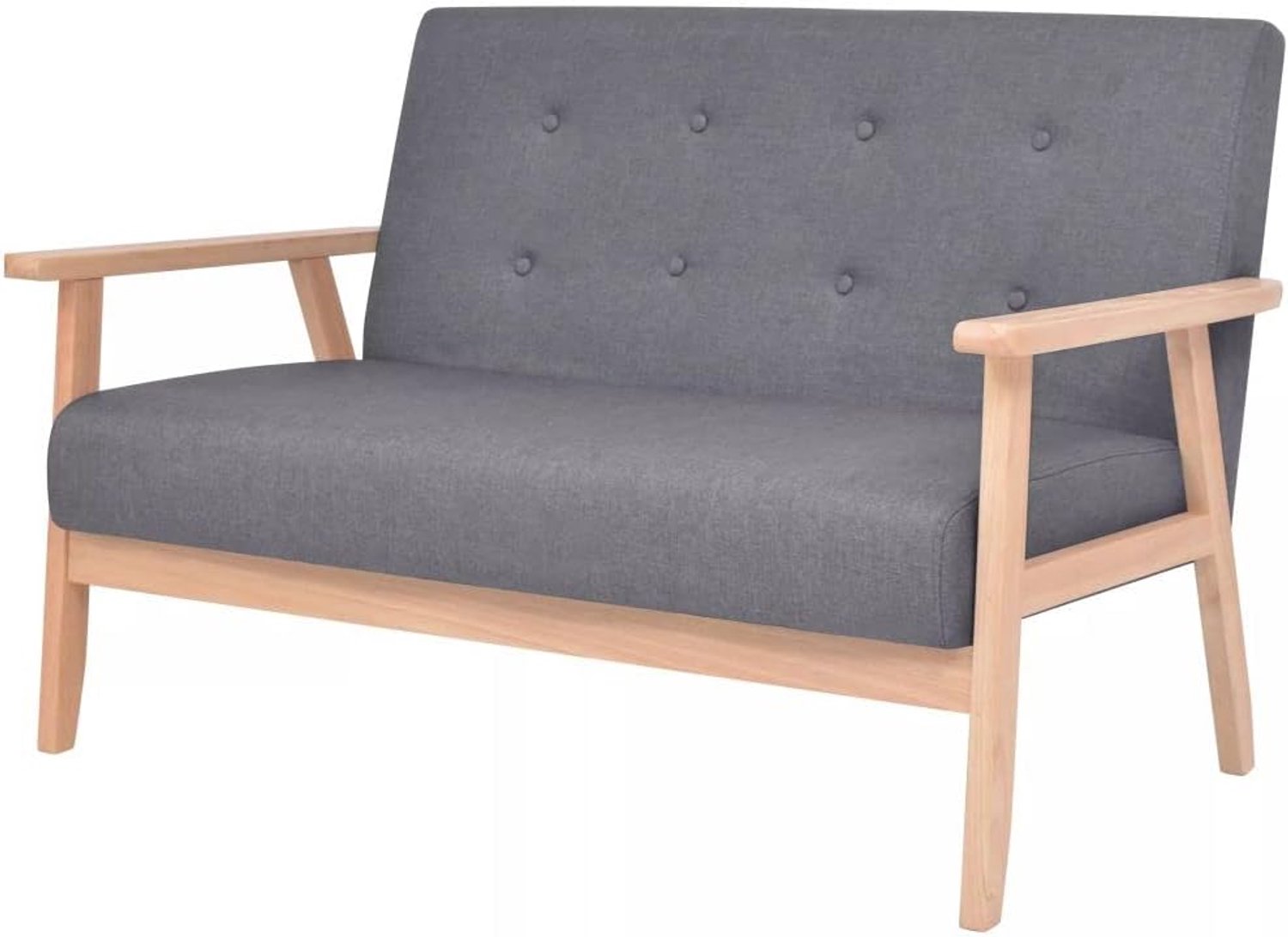 2-zitsbank met houten frame, sofa-bank, woonkamerbank, bankstel, loungesofa armleuningsofa gestoffeerde sofa stoffen sofa zitmeubelen stof donkergrijs