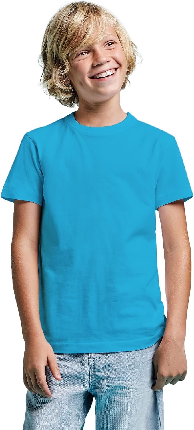100% katoen T-shirt met korte mouwen voor jongens en meisjes - T-shirt 180 g/m2 eeuwig duurzaam, comfortabel, zacht en elegant