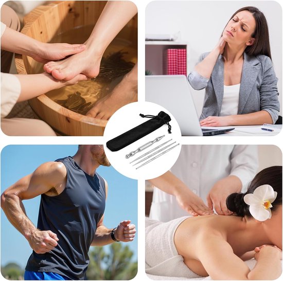 4 Stuks Acupunctuurpen Acupressuurpen 12cm Multifunctionele Accupresserstang Voor spierontspanning, acupressuur en acupunctuur, Geschikt voor thuis, op kantoor en op reis — afbeelding 3