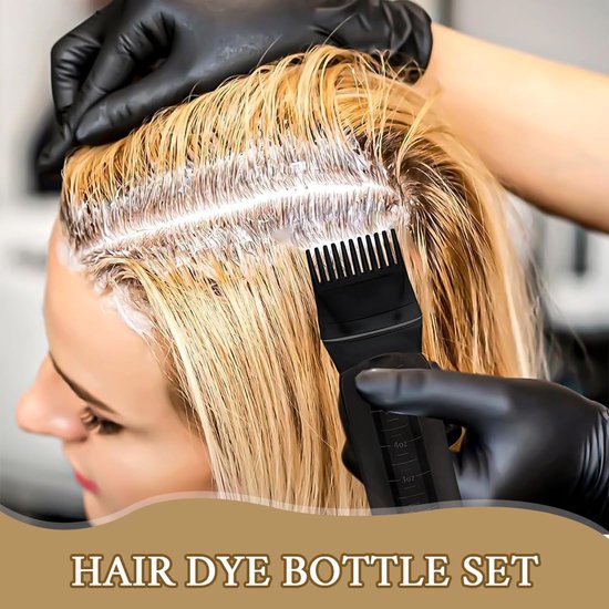 3 stuks haarolie-applicators, hoofdhuid-massageapparaat + verfapplicator, fles met kam voor wortels, massageborstel voor de hoofdhuid voor thuis, haarsalon — afbeelding 3