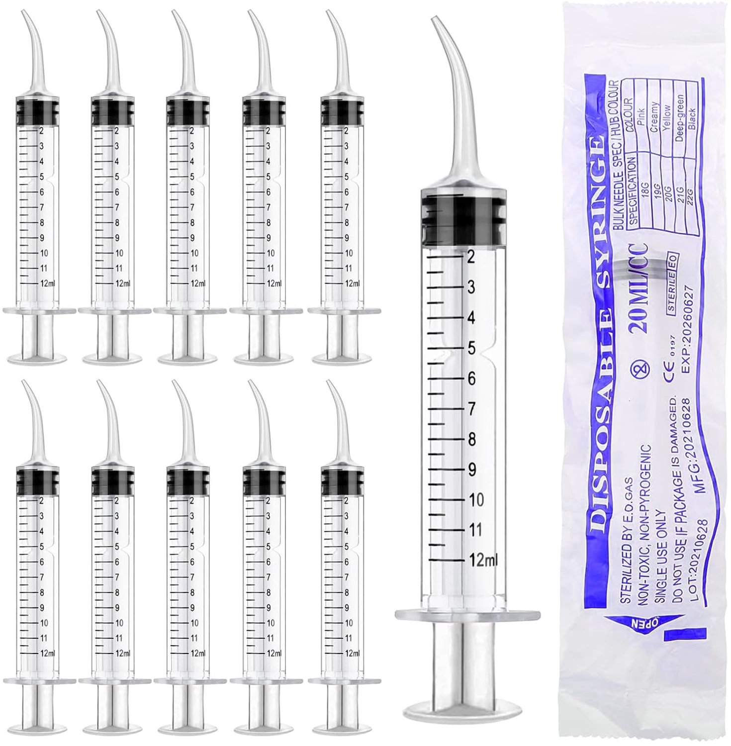 12 ml Tandheelkundige spuiten 10 stuks tandheelkundige Irrigatie spuit enkele verpakte doseerspuit voor het reinigen van de tanden zorg voor verstandskiezen voeden huisdieren