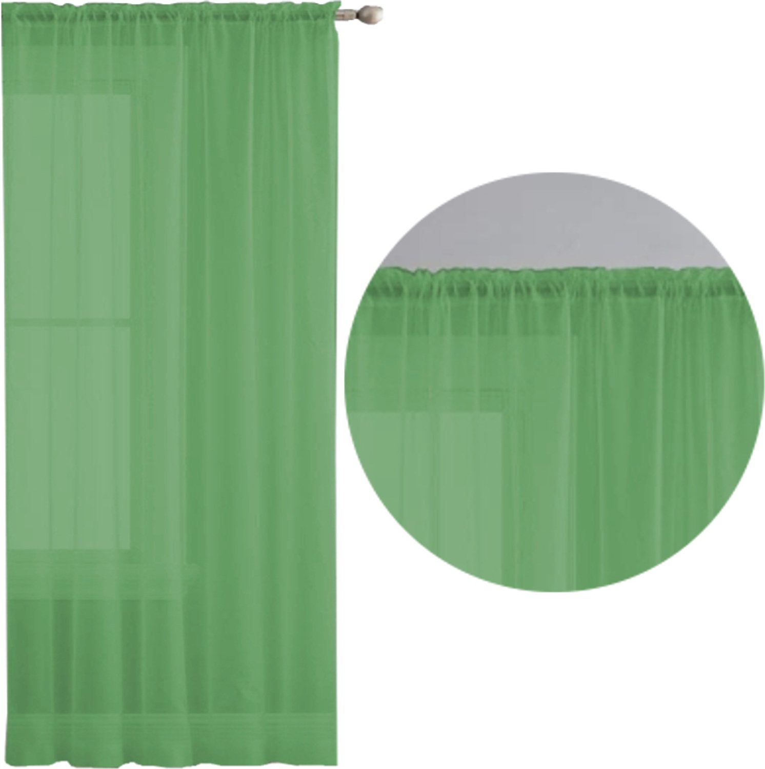 Gordijn van voile met tunnel, 145x245 cm, groen