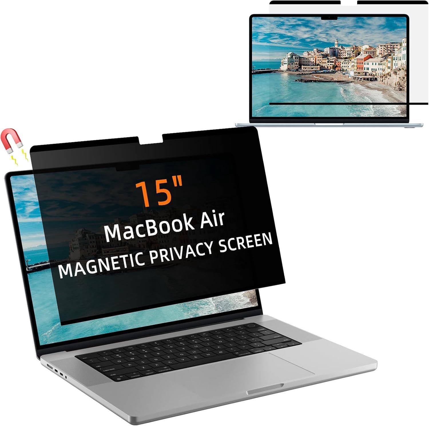 Magnetische inkijkbescherming voor MacBook Air 15 inch, afneembare privacyfolie, anti-blauw licht, verblindingsbescherming, displaybescherming voor MacBook Air 15 inch