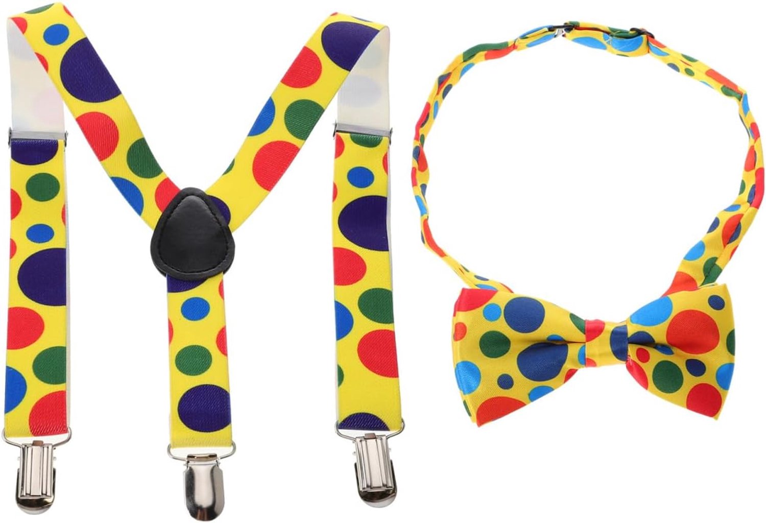 1 set clownkostuum, verstelbare bandjes en kleurrijke strik, accessoires voor feestjes en Halloween