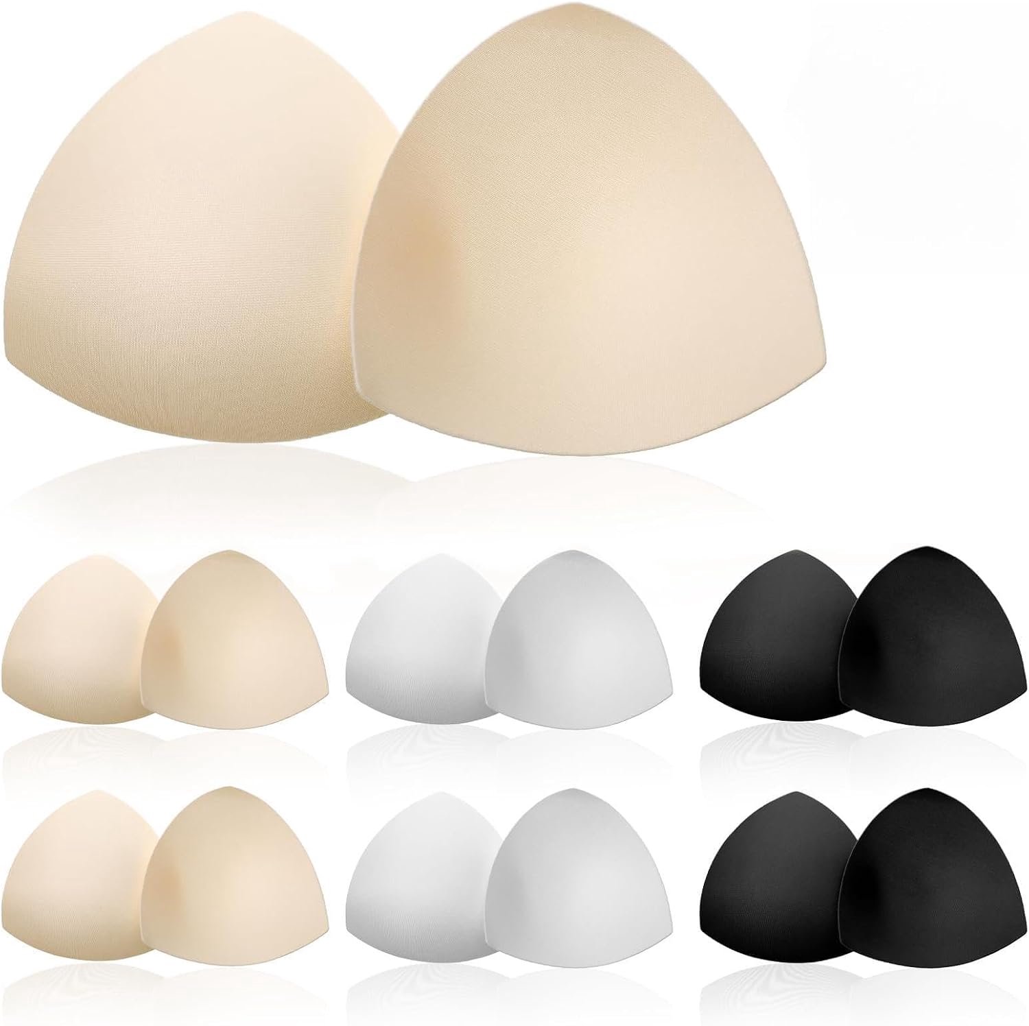 6 paar push-up bikini's, cups voor sportbeha en badpak, afneembare reservepads voor dames, 6 paar (2 huidskleuren, 2 wit, 2 zwart)