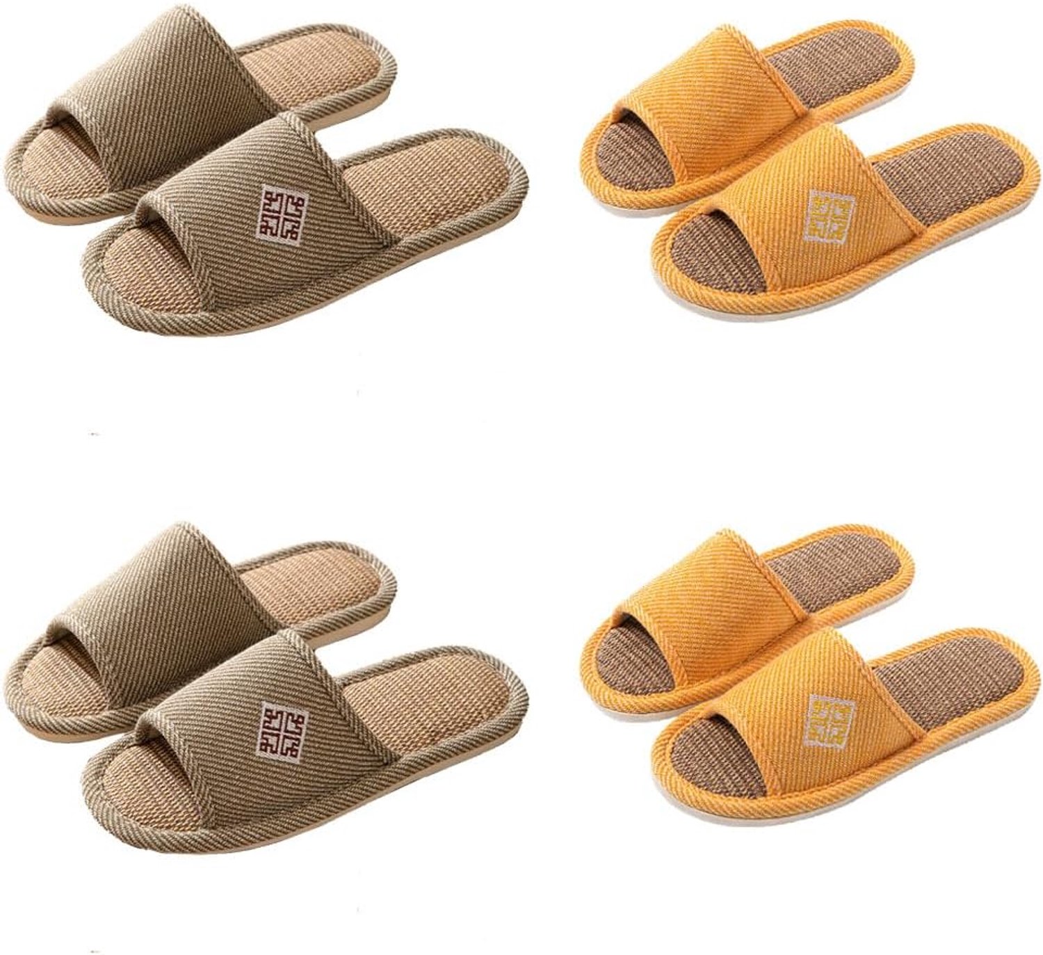 Set van 4 Paar Pantoffels, Gastenpantoffels Antislip, Kwaliteit Uniseks, Wasbaar Winter Slippers Damesschoenen Linnen en stoffen Pantoffels