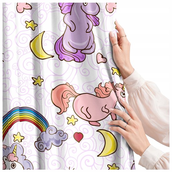 Kindergordijn Roze Eenhoorns 140x230cm - Halfverduisterend