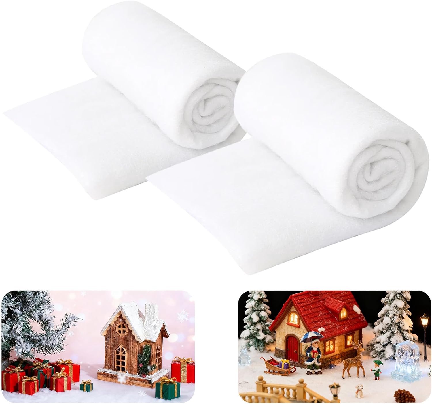 90 x 240 cm sneeuwdeken, decoratie Kerstmis, 2 stuks, sneeuwmat, kunstsneeuwdeken, kerstboomdecoratie, ideaal voor feestdagen, nieuwjaarsdecoraties