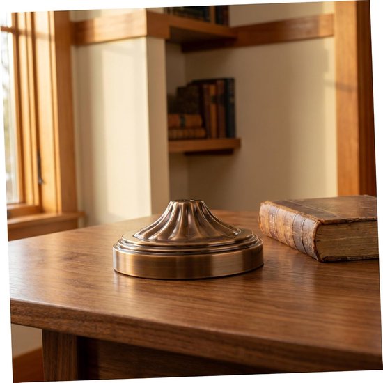 Vintage Ronde Metalen Tafellamp Voet Stevige Gouden Basis met Bovenste Uitgangsgat Duurzame Industriële Lampenvoet voor Bureau Woonkamerdecoratie — afbeelding 4