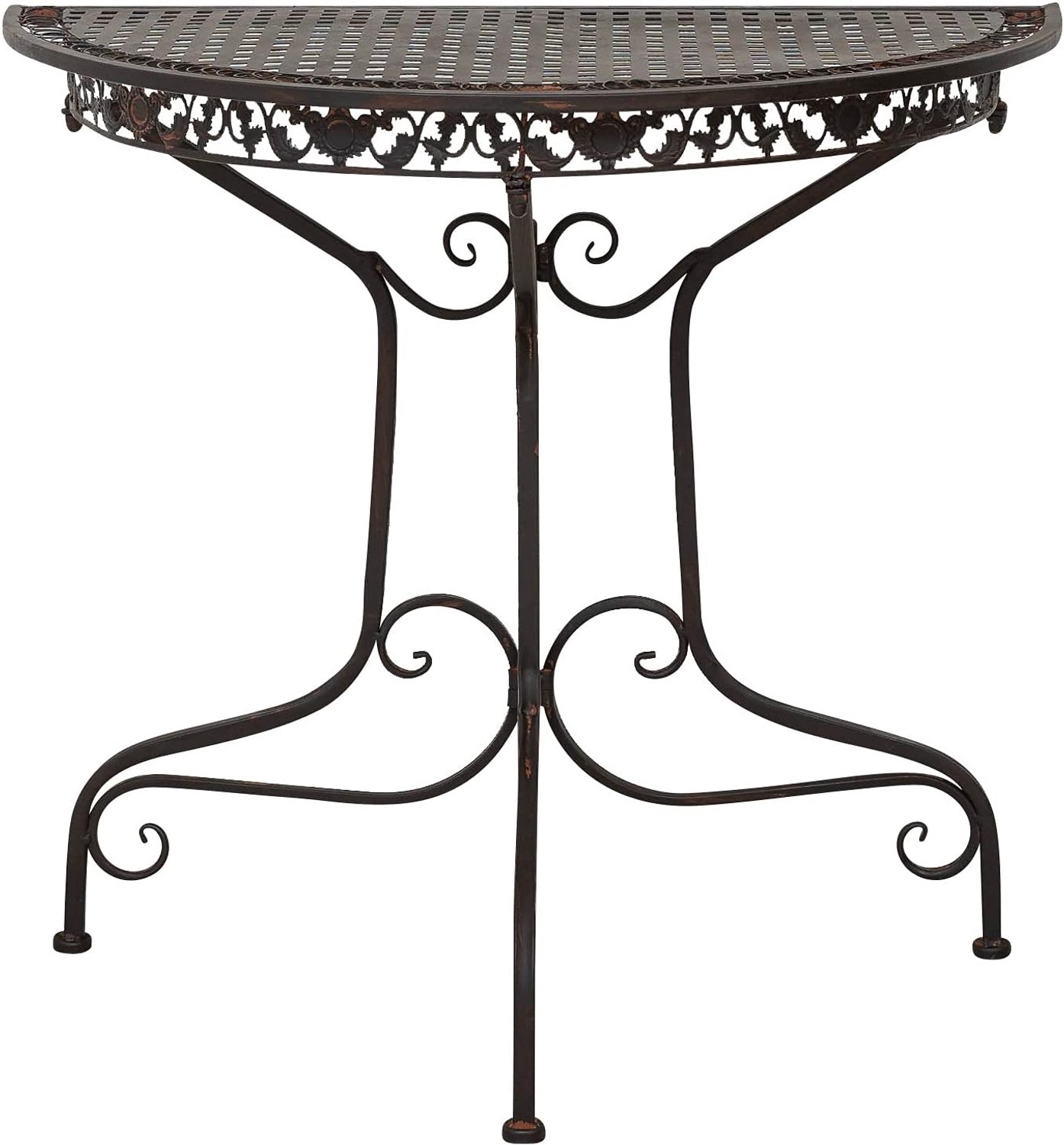 Balkontafel tuintafel consoletafel ijzeren halfrond bruin antieke stijl