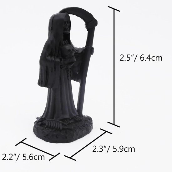 Dood met Sikkel Aquarium Vistank Decoraties Standbeeld Beeldje Reptiel Hagedis Tanks Terrarium Duivel Schedel Halloween Decor Ornament Huisdier — afbeelding 2