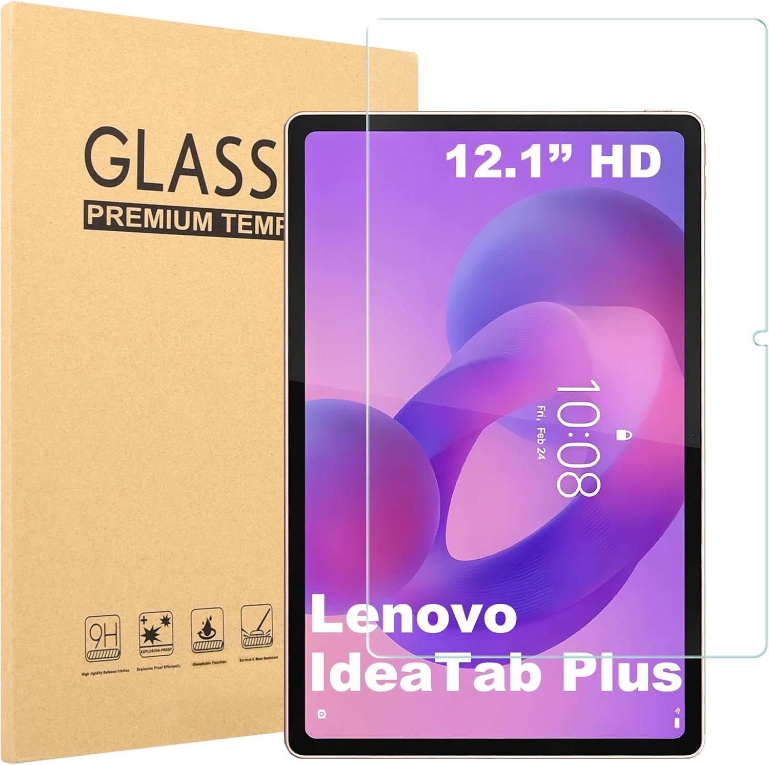 Caweet Displaybeschermfolie voor Lenovo Idea Tab Plus 12,1 inch (model 2025), gehard glas met 9H-hardheid en HD-helderheid, 1 stuk