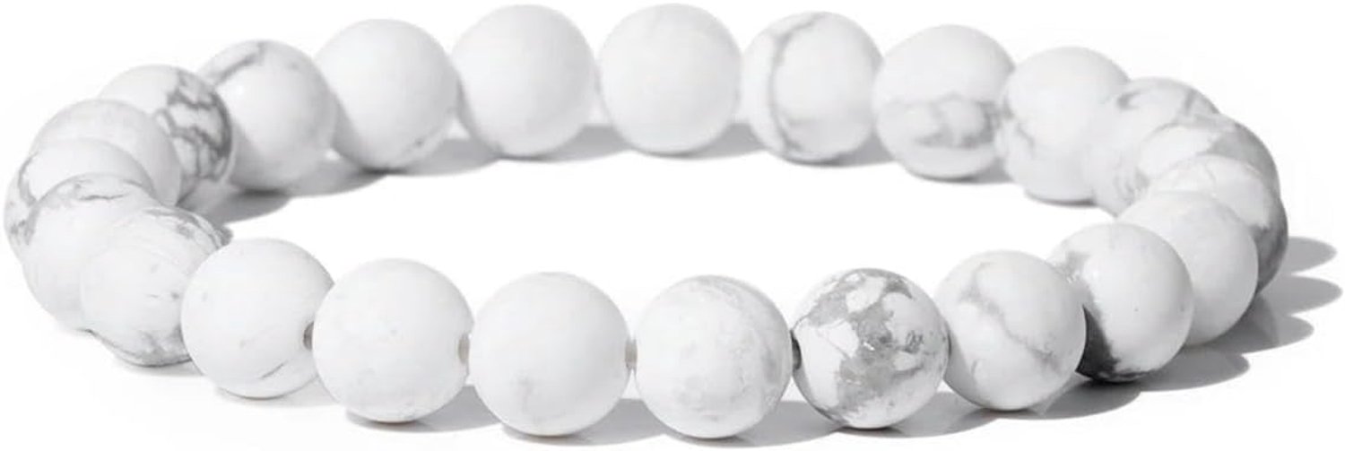 8MM Witte Steen Armband Zwart Lava Grijs Agaat Stretch Armbanden Voor Vrouwen Mannen Elastische Armbanden Yoga