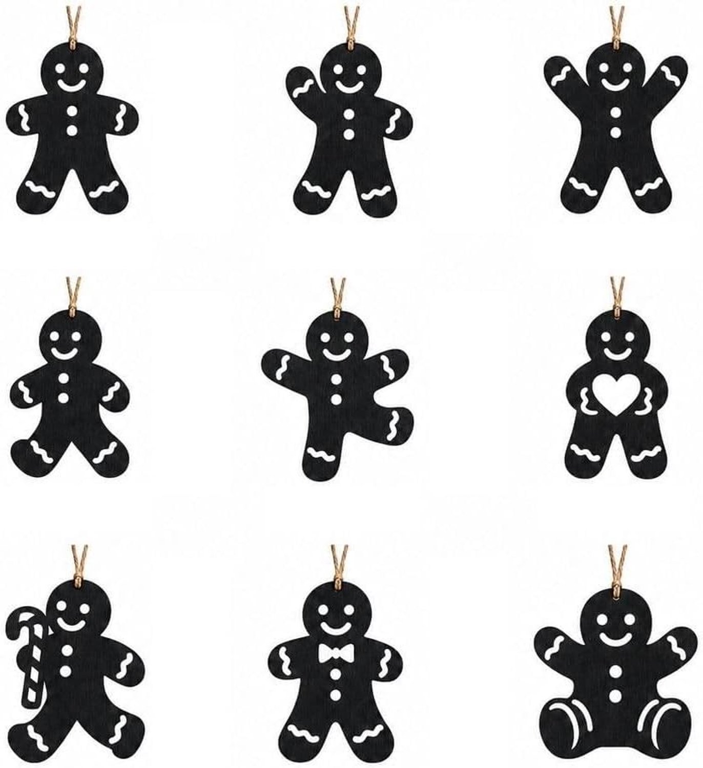 Kerstdecoratie - Zwart - - Houten Kerstboomversiering - Voor Kerstmis