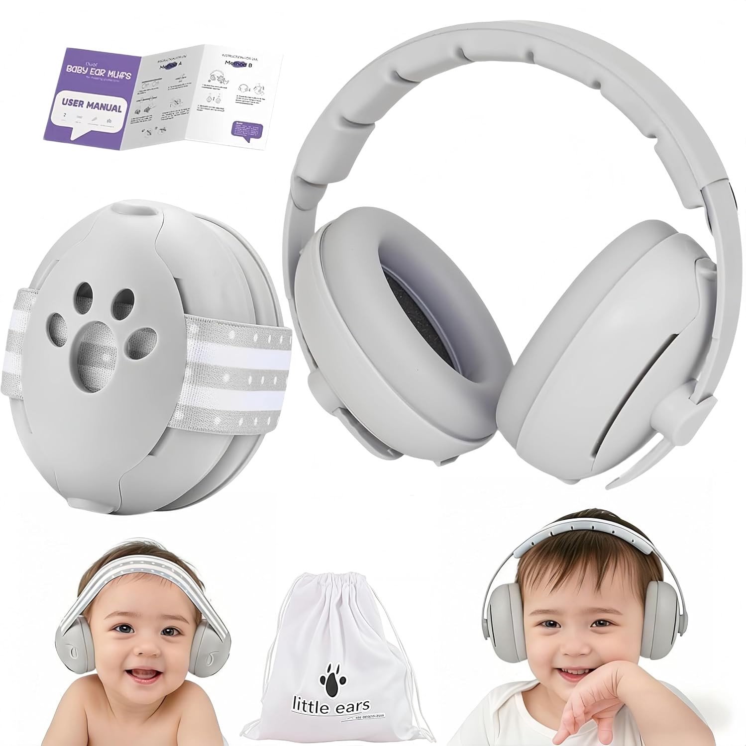 Comfortabele Oorkappen voor Baby's en Peuters tot 4 Jaar, Geluiddempende Hoofdtelefoon, Bescherming tegen Gehoorschade en Verbetering van Slaapkwaliteit