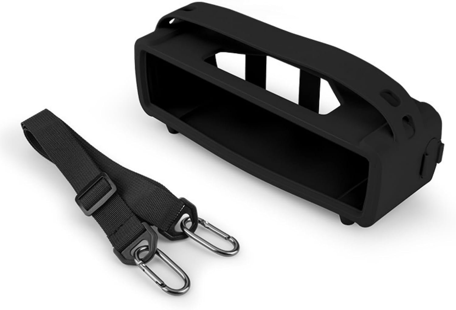 Luidspreker siliconen hoes voor Bose SoundLink Mini & Mini II draagbare Bluetooth-luidsprekerhoes reizen draagbare beschermhoes met riem (zwart)