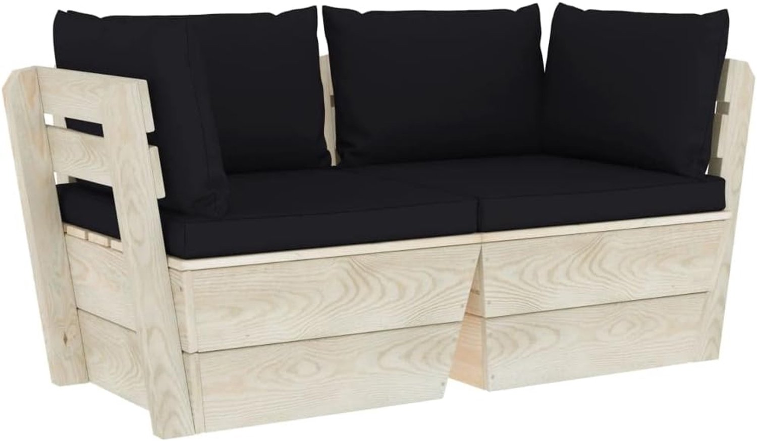 Palletbank, 2-zits, met kussen, dennenhout