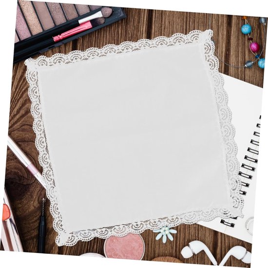 12stuks Elegante Katoenen Zakdoeken Voor Vrouwen Met Kanten Rand Zachte Absorberende Handdoeken Voor Bruiloften Theepartijen Vintage Vierkante Zakdoeken — afbeelding 3