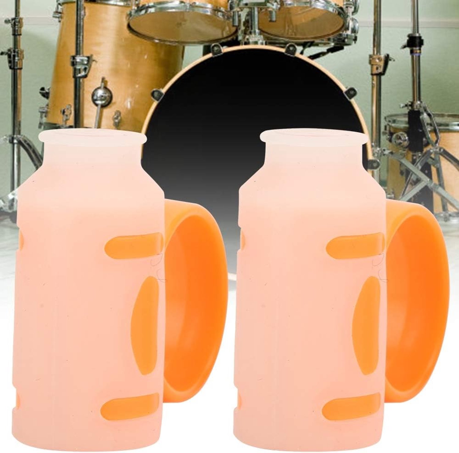 Jeffergarden Drum Stick Control Clip ABS Siliconen Drumstick Grip Aid 2 Stuks Anti Slip Finger Controller voor Drummers Twirling Practice Live Performance Repetitie (Wit Oranje)