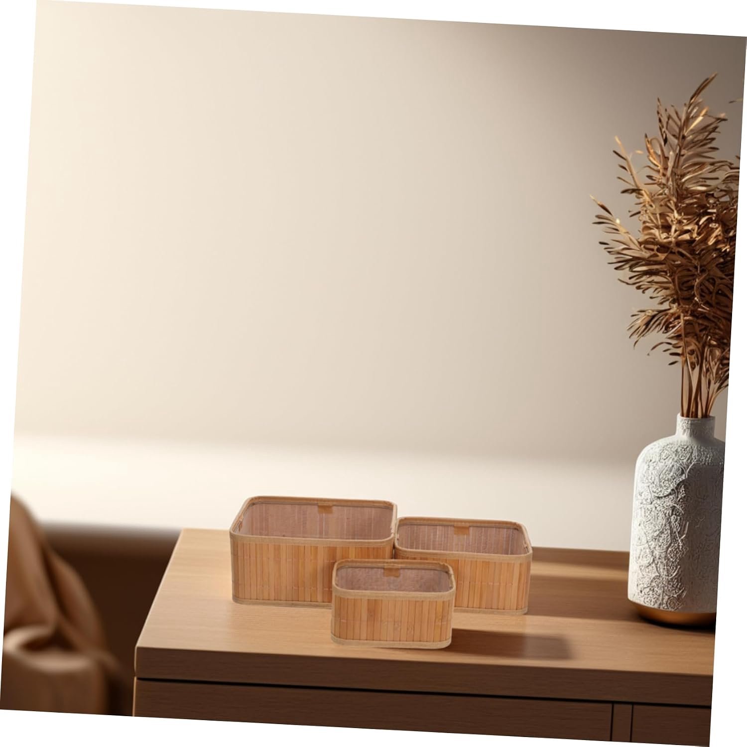 Happyyami 3stuks Rieten Opbergmanden Wicker Baskets Voor Organiseren Van Cosmetica Huisdieren Speelgoed Meer Stapelbaar Geschikt Voor Planken Lades