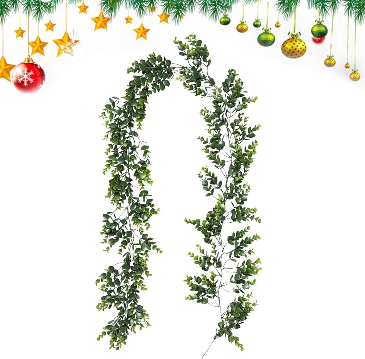 Kunstgroene wijnstok, kunstslinger in levendige kleuren, kunstslinger met groene vegetatie, voor huis, binnen, buiten, boerderij, tuin, Kerstmis, vakantie, vrienden, bruiloft, feest