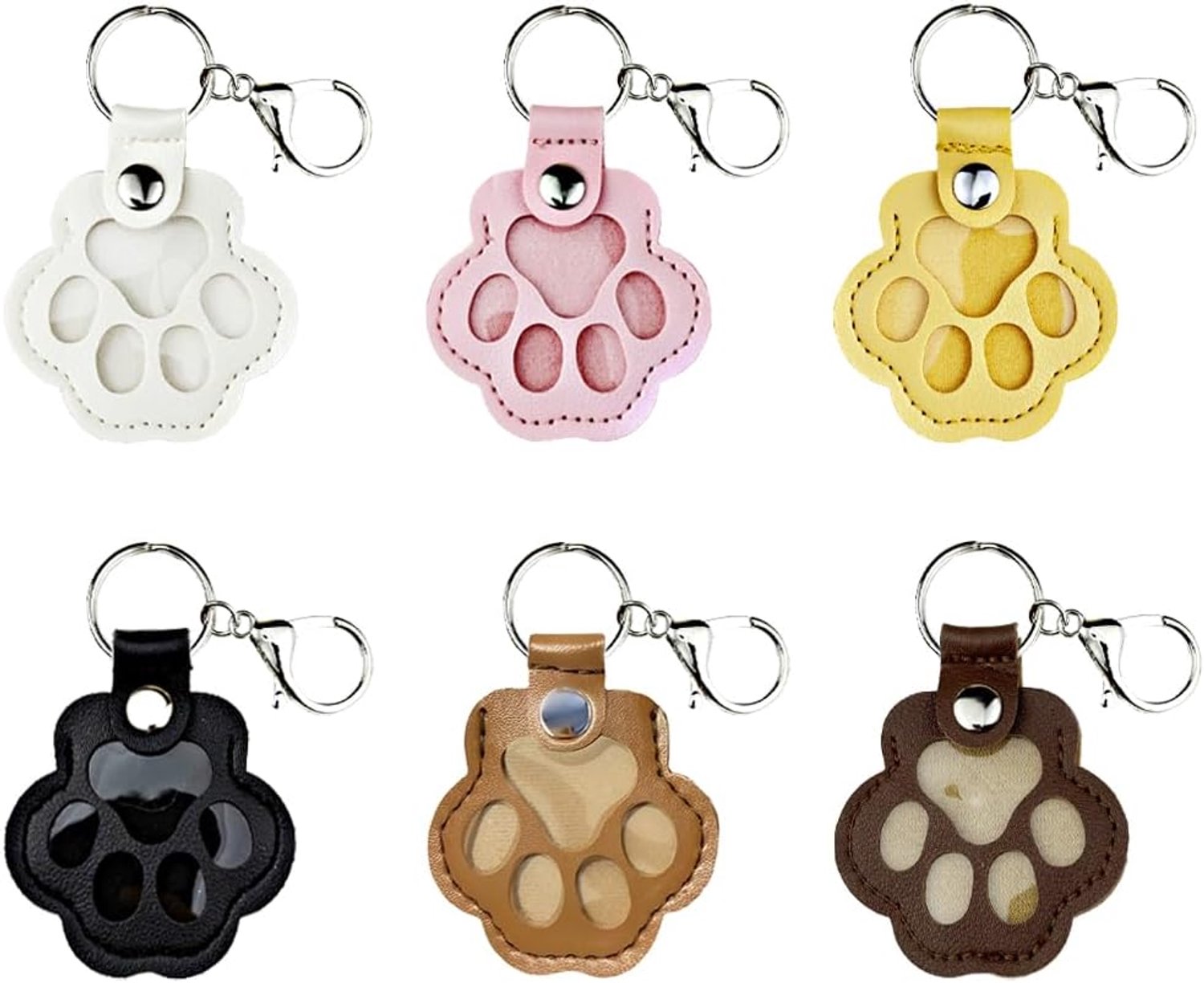 6 stuks Pet Memorial sleutelhanger, pootvorm PU-leer met karabijnsluiting met metalen ring voor het verzamelen van haar, portemonnee, mannen, vrouwen, tasaccessoires, mobiele telefoon