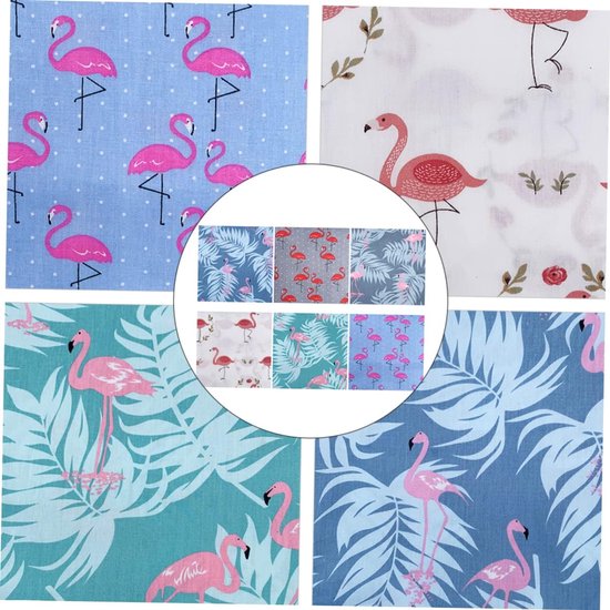 1 Set Van 6 Stuks katoenen stof doe-het-zelf materiaal lapjes naaien lapwerk flamingo stof quiltend Materialen patchwork -stof stofbundels voor quilten Handwerkstof Grijs — afbeelding 5