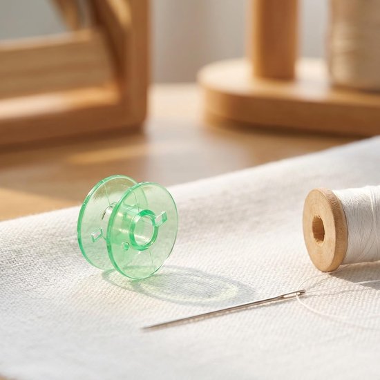 50 Stuks Gekleurde Plastic Naaimachine Spoelen met Opbergdoos Krasbestendige Gladde Draadspoelen voor Brede Compatibiliteit voor Quiltmachines Willekeurige Kleur — afbeelding 3