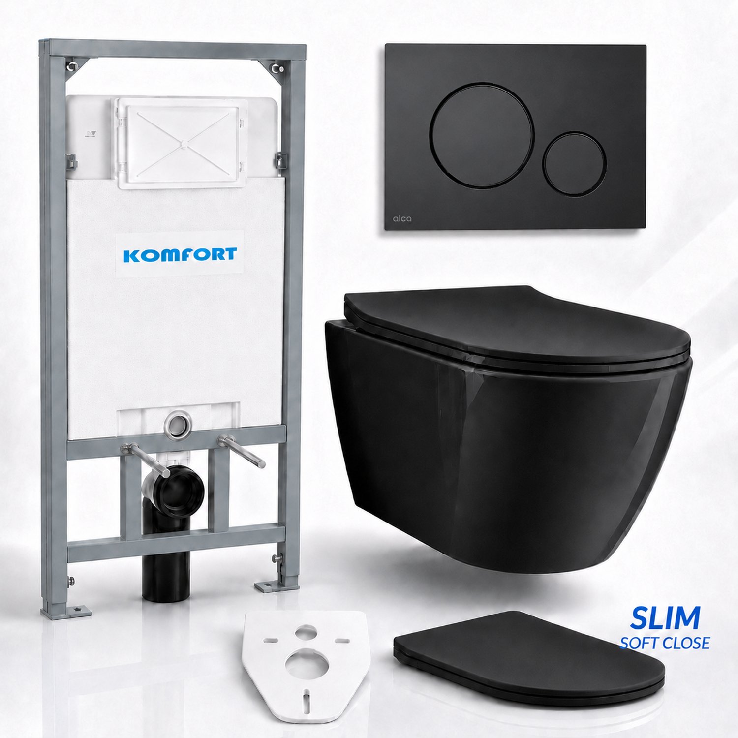 Badland toiletset - Alcaplast KOMFORT C201 1,2 m - ROLO zwart - M678 zwart slim