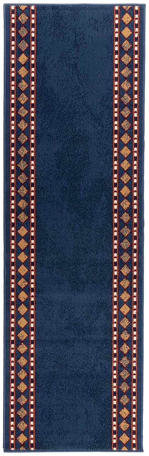 vidaXL Lopers - Tapijt - FLORNES - Geweven - Blauw - Diamanten - 67 - x - 150 - cm - PP