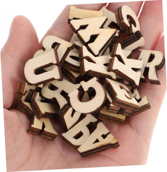 300stuks Ongefinished Letters Hoofdletters Voor Creatieve Projecten Natuurlijke Decoratie Voor Verbeteren Van Motorische Vaardigheden Creativiteit — afbeelding 5