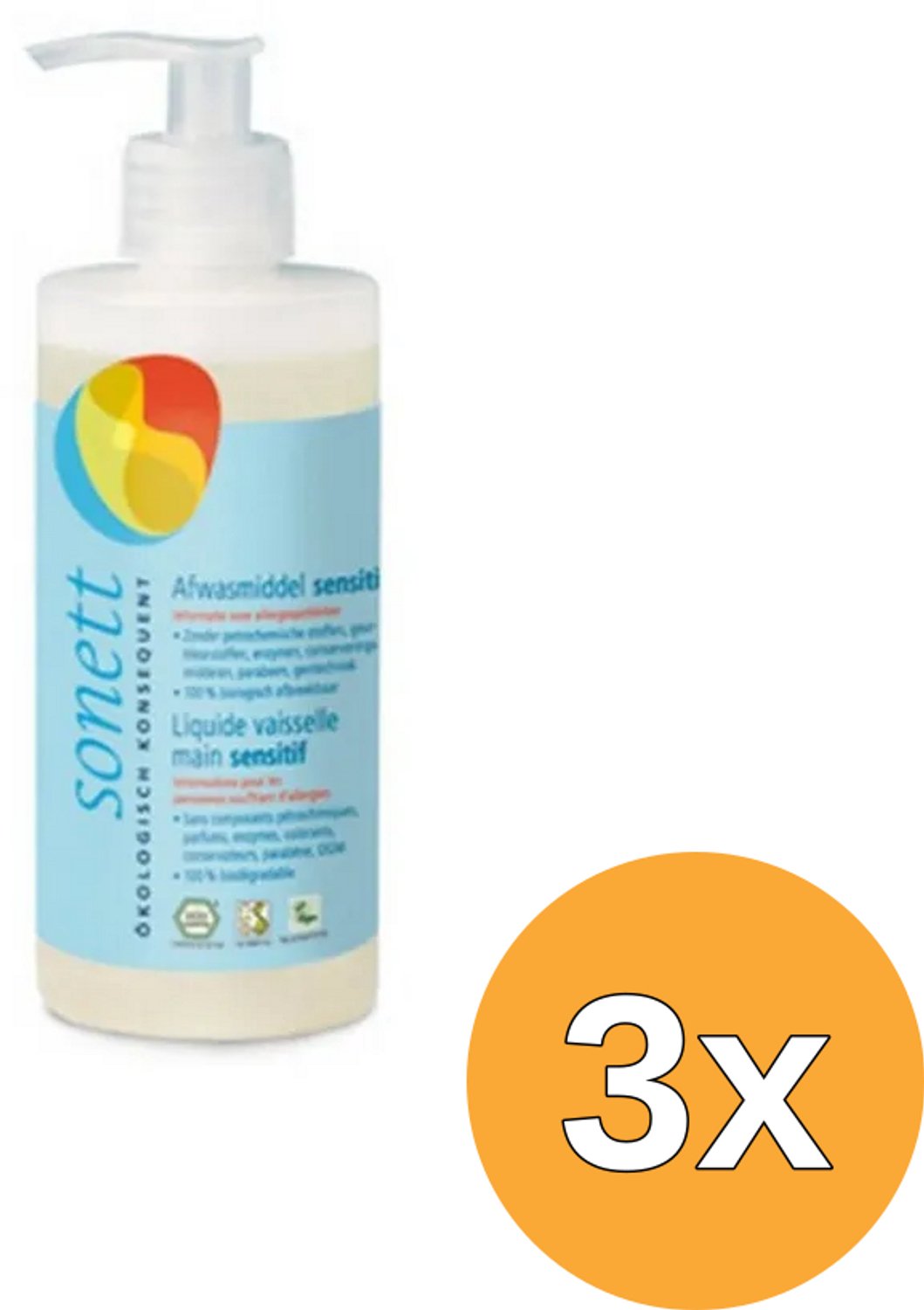 3x Sonett Afwasmiddel Sensitive Bio (300 ml)