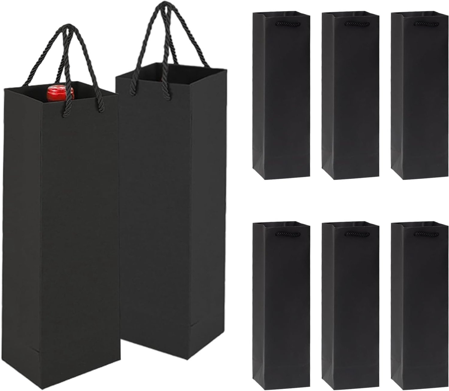 Wijnfleszakken met Handvat - 8 Stuks - Kraftpapier - Herbruikbaar voor Feestdagen - ShopVlot