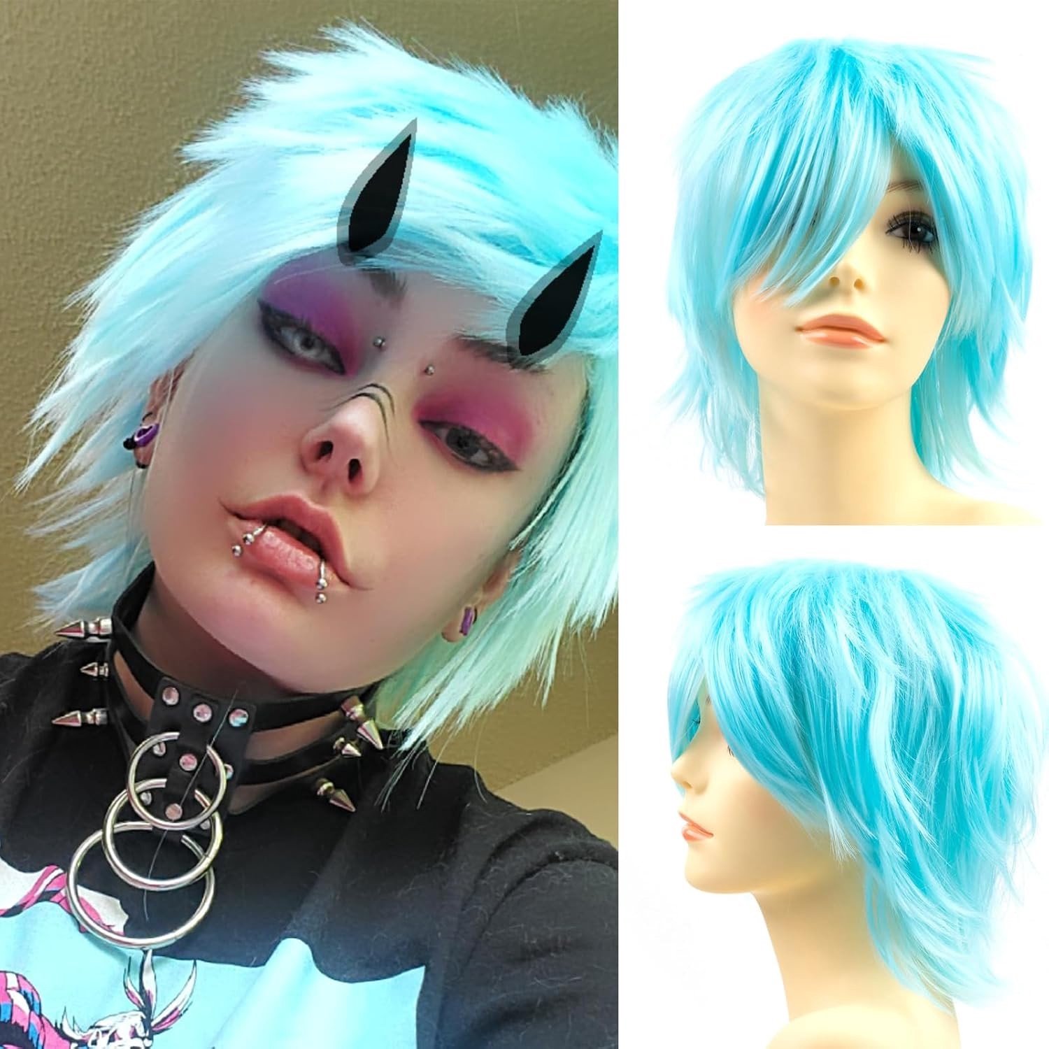 Cosplay Anime Peruk Lichtblauw Korte Haar voor Mannen en Vrouwen - Perfect voor Halloween en Carnaval
