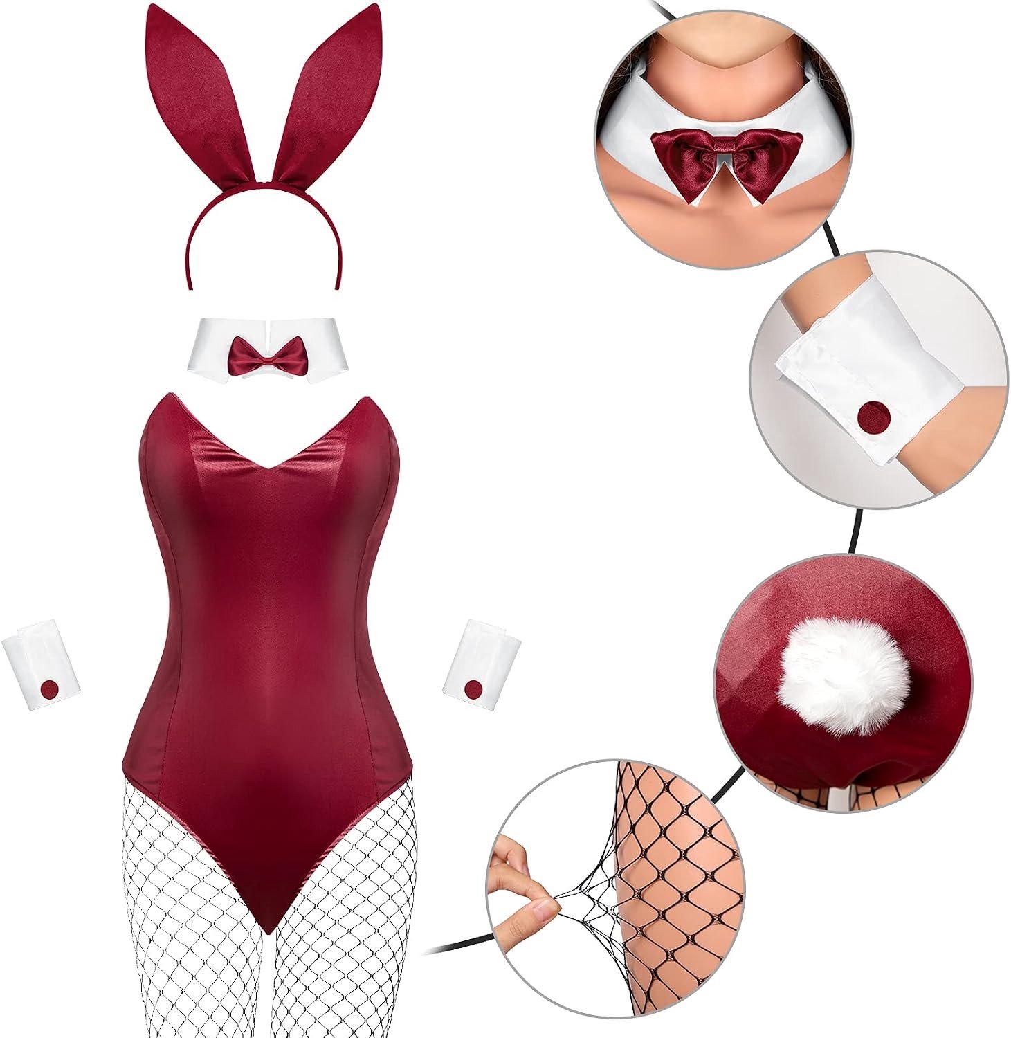 Dames Konijn Kostuum met Lingerie en Staart, Perfect voor Halloween en Cosplay Feestjes (XL)