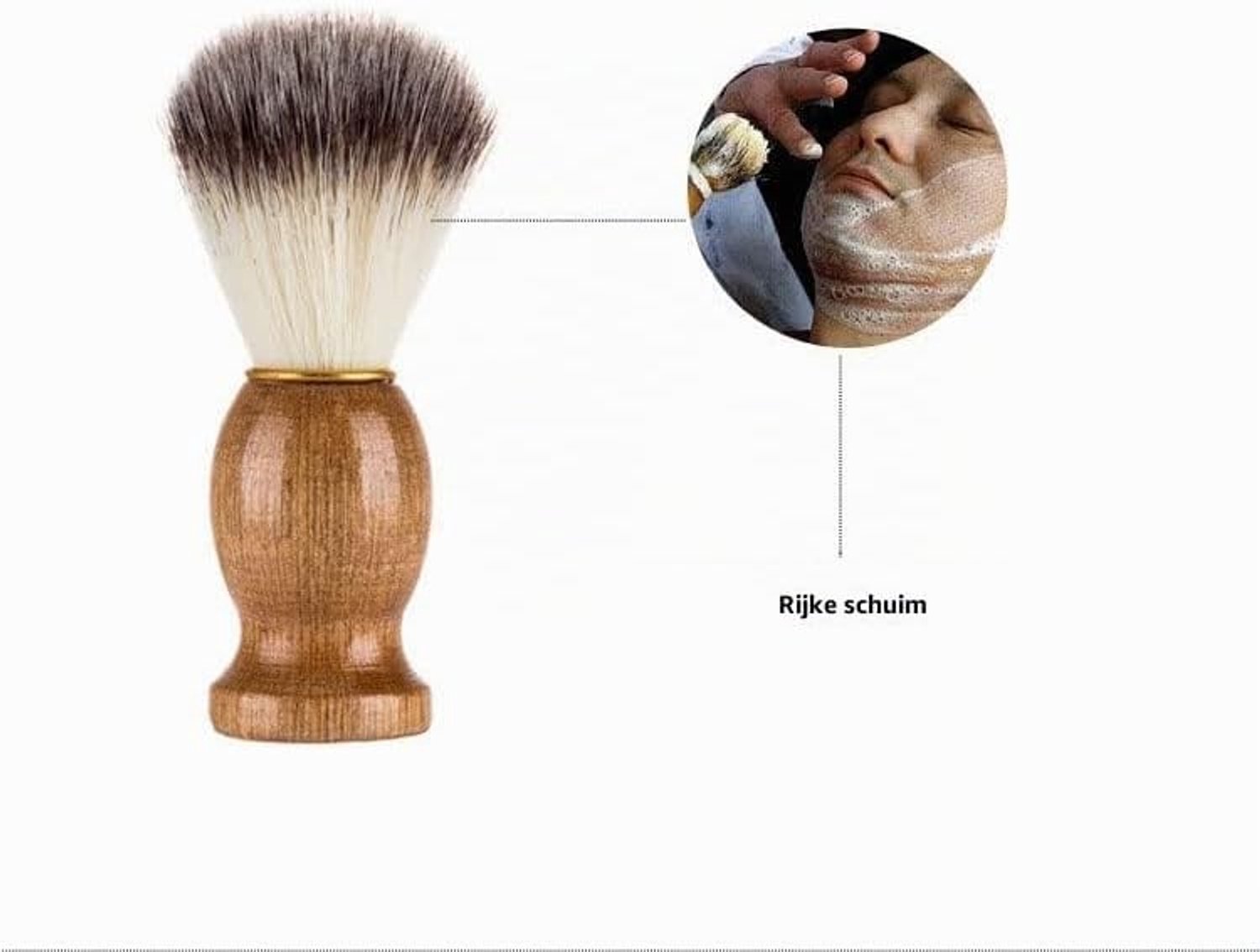 Zachte Scheerkwast van Berenhaar met Houten Handvat voor Mannen - Perfect voor Nat Scheren en een Comfortabele Scheerervaring