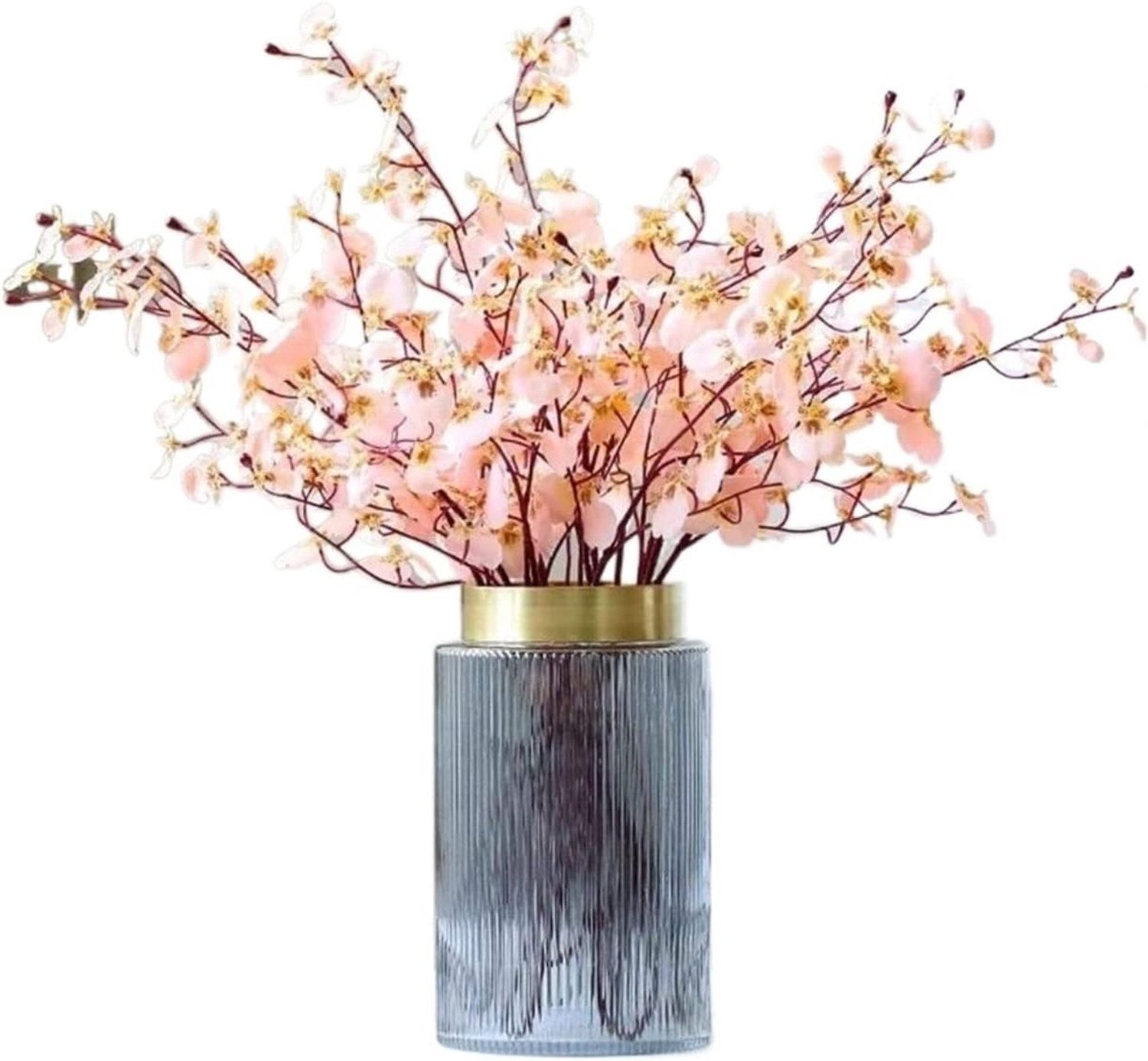 Kunstbloemen Prachtig Kunstbloemen Kunstzijde Oncidium Hybridum Dansende Orchidee Nep Bloemenvaas Set Decoratieve(Pink)
