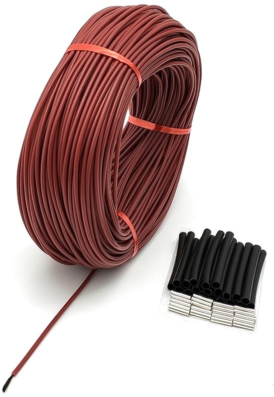 Lyrlody Verwarmingsdraad, φ3mm 33Ω 200℃ Koolstofvezel Siliconekabel (50M) — afbeelding 2
