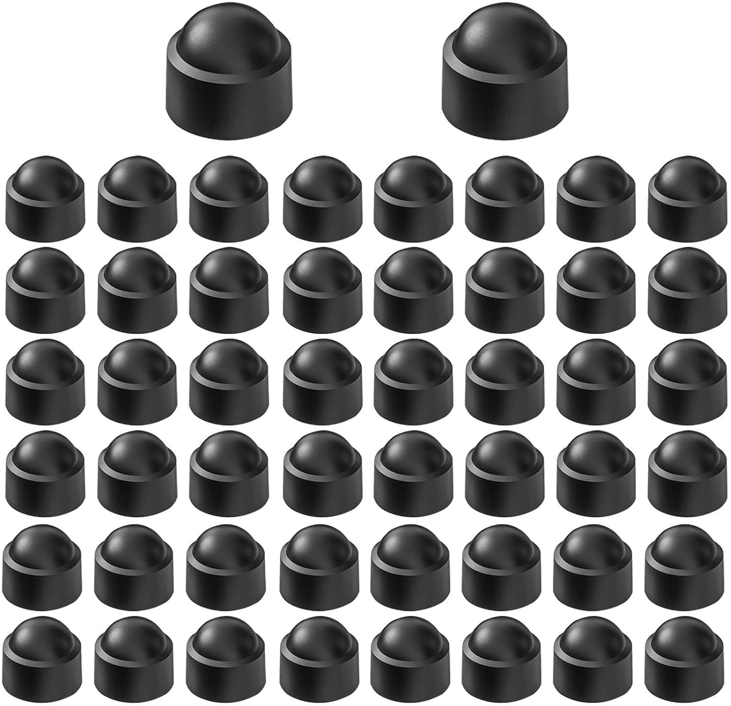 Set van 50 M8 Ronde Zeskantige Schroef- en Moerkappen - Beschermende Plastic Kappen - Zwarte Zeskantmoeren voor Schroeven en Bevestigingen