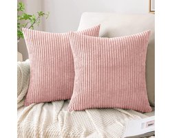 AMFUN Set van 2 kussenslopen van corduroy, 40 x 40 cm, geribbeld, voor sofa, slaapkamer, woonkamer, bed, tuin - ShopVlot