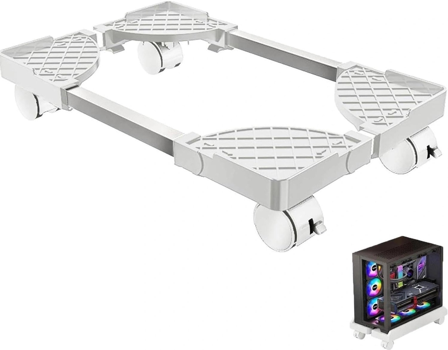Onderbouw CPU Houder voor Gaming PC - Universele Desktop Steun met Vier Wielen en Verstelbare Hoogte