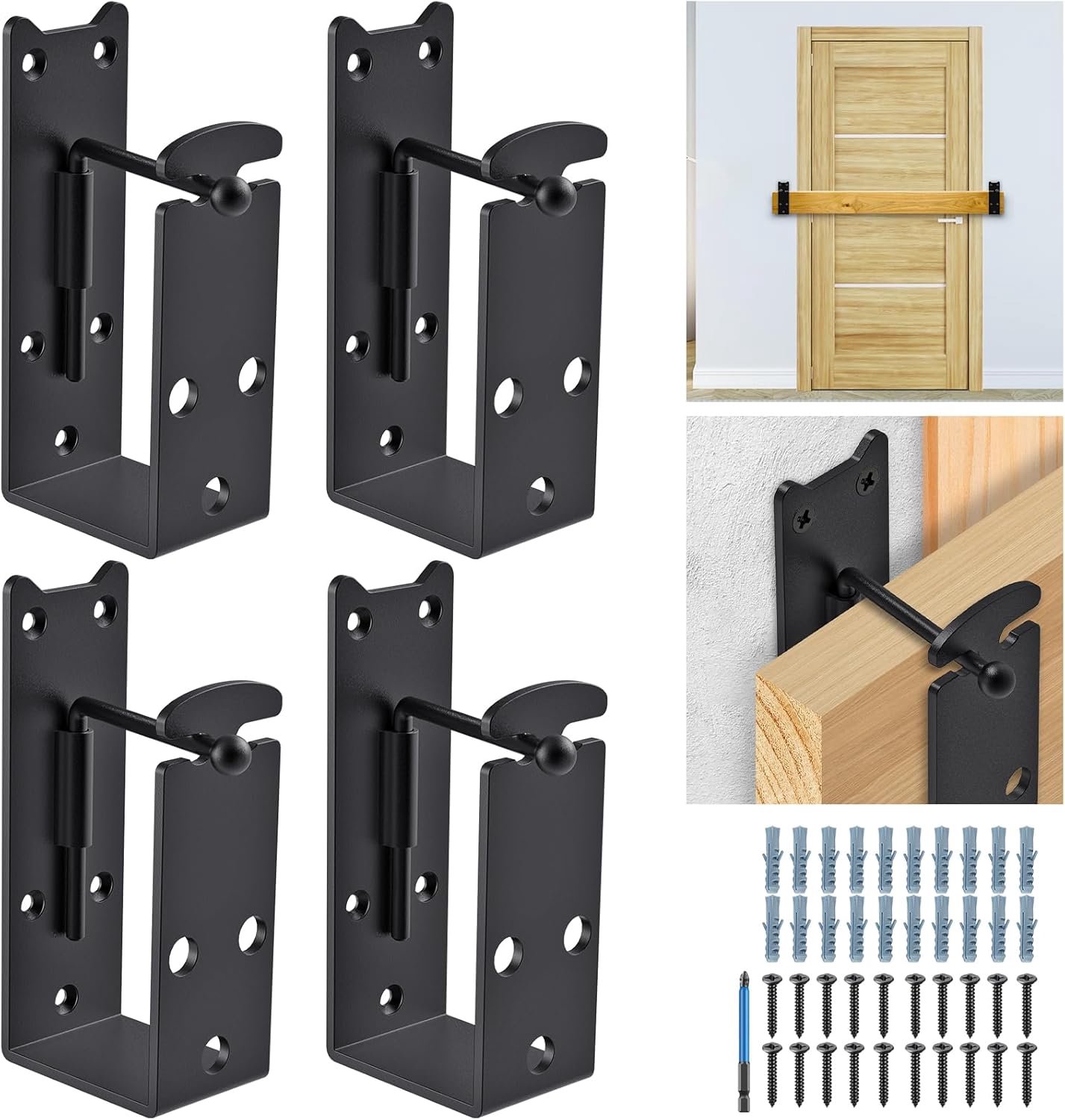 Dolibest Door Barricade Bracket 4 Security Bar Holder Lock Design - ShopVlot