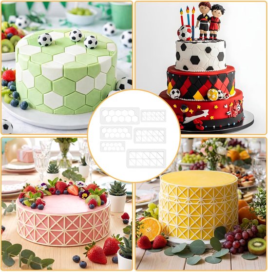 6 stuks zeshoekige koekjessnijderset, 6 maten snijders voor voetbal taartdecoraties koekjessnijders voor doe-het-zelf ambachtelijke desserts bakgereedschap — afbeelding 5