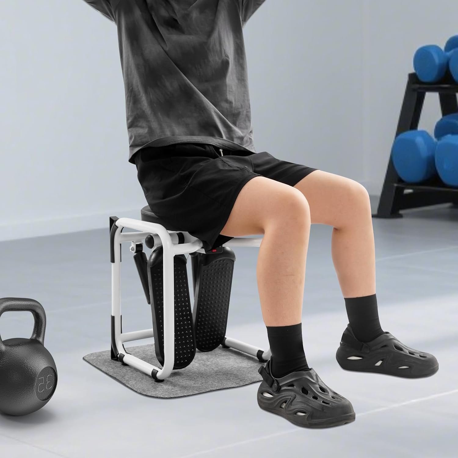 Mini stepper voor thuis, 150 kg belastbaarheid, sport fitness stepper met led-display en 2 weerstandsbanden, hydraulische weerstand, voor thuis, kantoor, woonkamer, slaapkamer