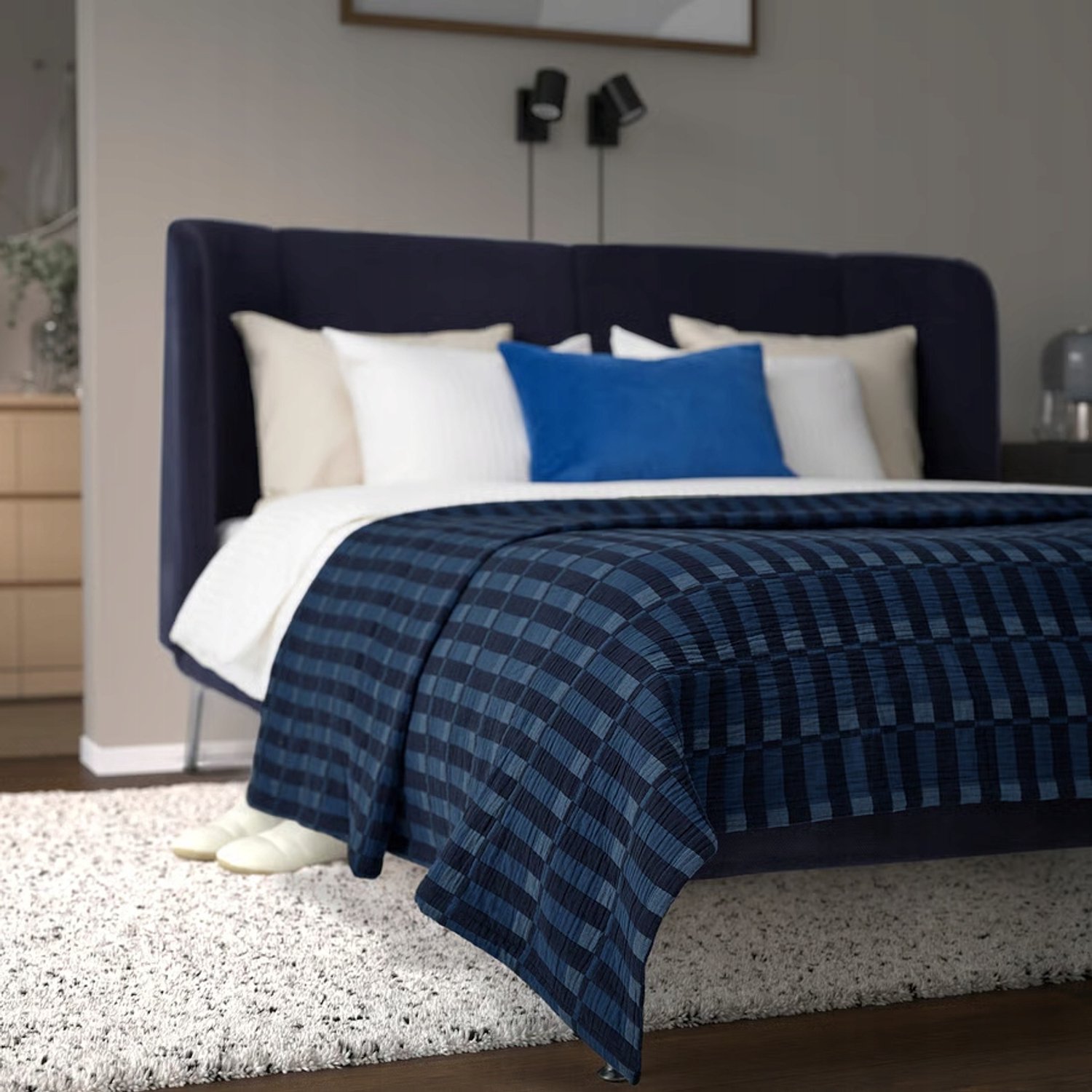 IKEA SKOGSKOVALL Plaid/Sprei Blauw 260x250 cm - 100% Katoen