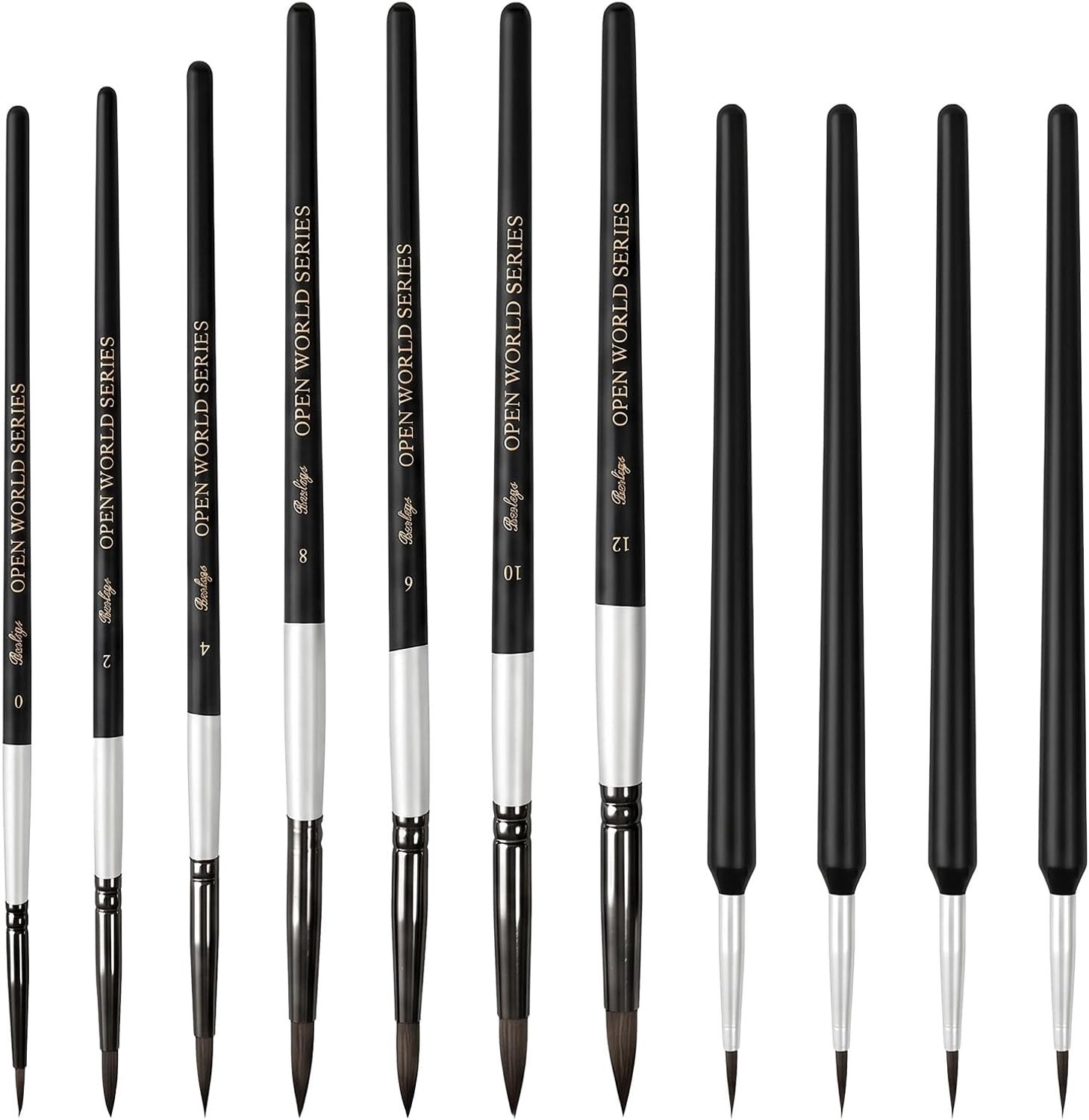 Professionele set van 11 penseelkwasten voor acrylverf, aquarel, gouache en inkt - ideaal voor kunstenaars